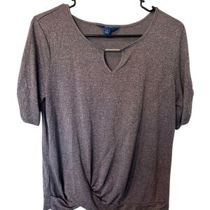 Apt. 9 Gray Tie Front Short Sleeve Tee